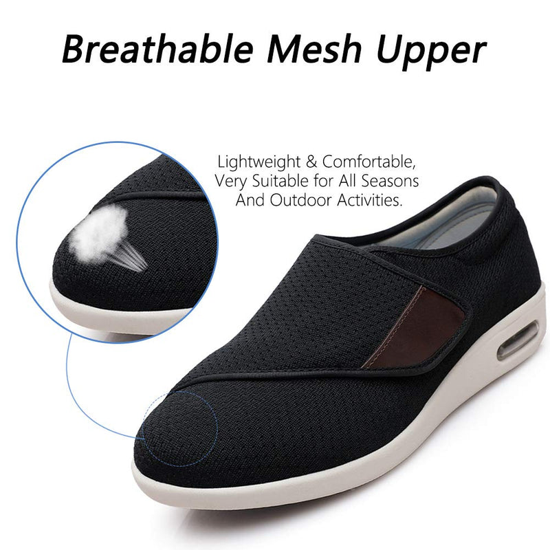 [Australia] - MEJORMEN Men's Diabetic Shoes Extra Wide Adjustable Closure Walking Sneakers Lightweight Casual Athletic Shoes, Support for Swollen Feet, Diabetic & Edema 11 Black 