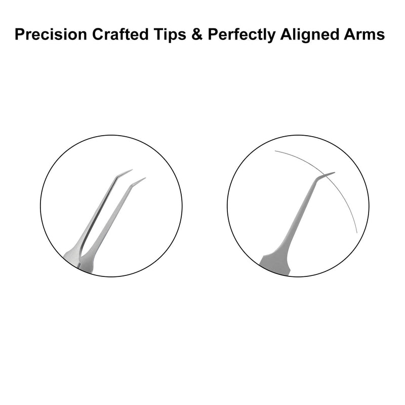 [Australia] - Metaleks 12cm Eyelash Extension Tweezers Surgical Steel Soft In Use Light In Weight Matt In Finish Pointed Straight Tip for Isolation - Sterilizable (45° Angular Tip 1) 45° Angular Tip 1 