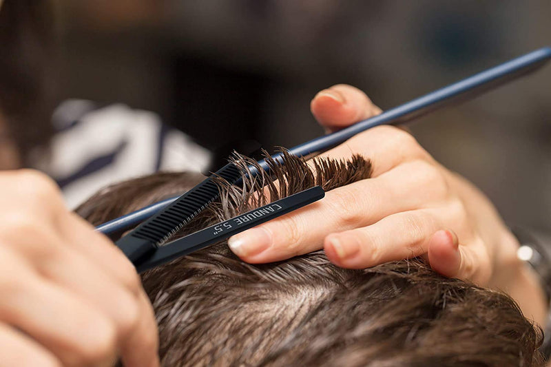 [Australia] - Candure Hairdressing Cutting Scissors Barber and Thinning Salon Shears Set 5.5 inch Deep Black 5.5" 