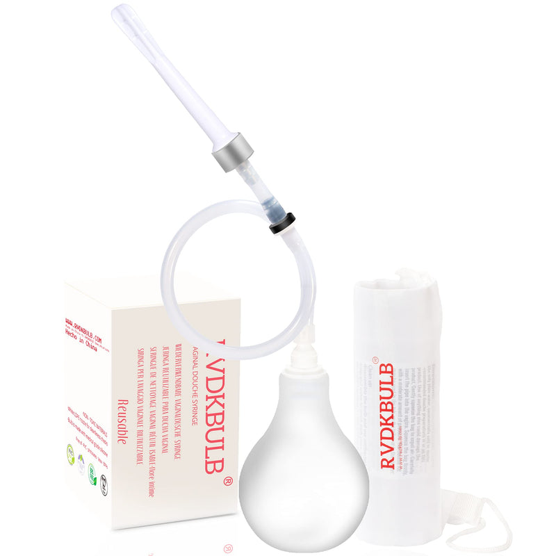 [Australia] - RVDKBULB Natural Vaginal Cleansing System with Back Flow Prevention- Vaginal Douche for Women, 18 inches Long Hose, Free of PVC & Phthalates & BPAs, 12 Fl Oz Capacity, White 