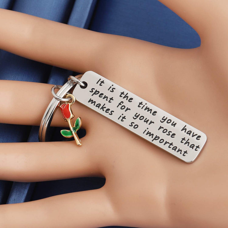 [Australia] - MYOSPARK The Little Prince Quote Keychain It is The Time You Spent On Your Rose That Makes Your Rose So Important for Boyfriend Husband 