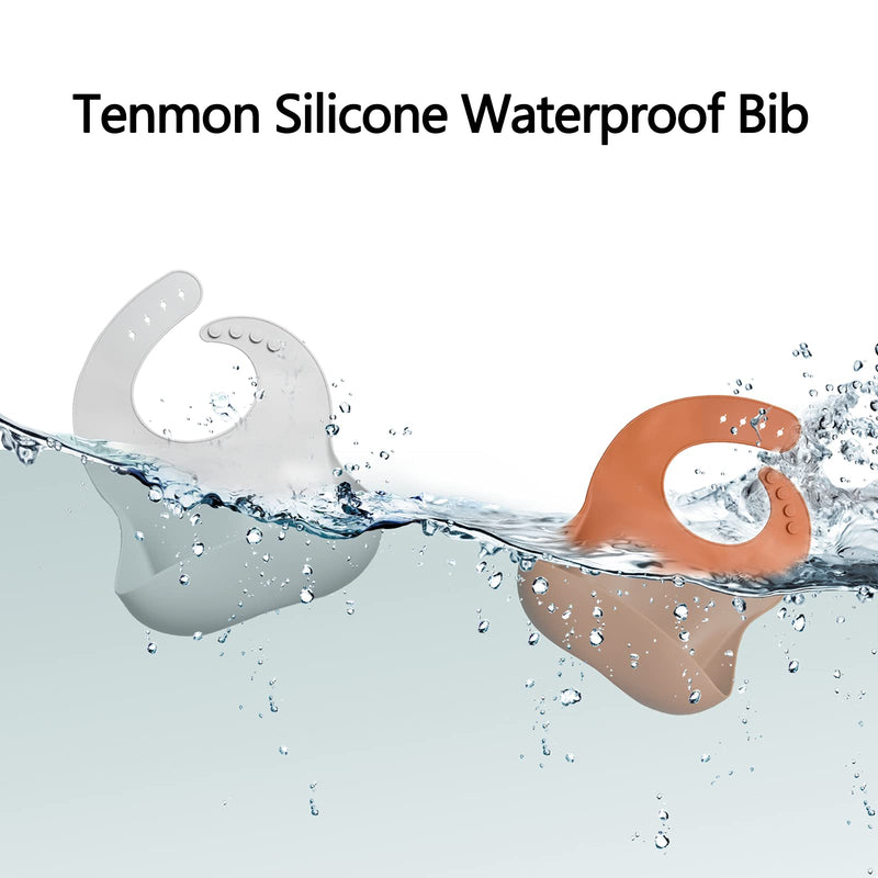 [Australia] - Tenmon Silicone Baby Bib, BPA Free Waterproof Bibs,Soft Adjustable,2PCS (Sakura/Light Blue) Sakura/Light Blue 