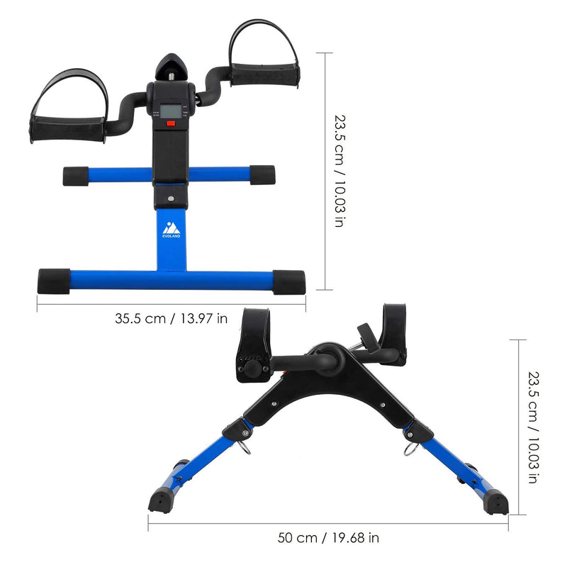 [Australia] - EVOLAND Pedal Exerciser Bike, Portable Home Fitness Mini Exercise Bike, Arm Leg Folding Exerciser Fitness Cycling with LCD Monitor and Adjustable Resistance, None Slip Mat Included Blue 