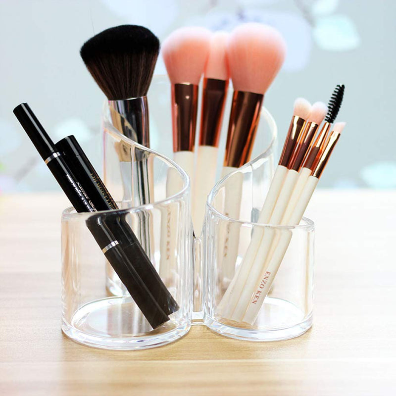 [Australia] - Bekith Large Wavy 3 Compartment Makeup Organizer Acrylic Multi-Purpose Makeup Brush and Cosmetic Holder 