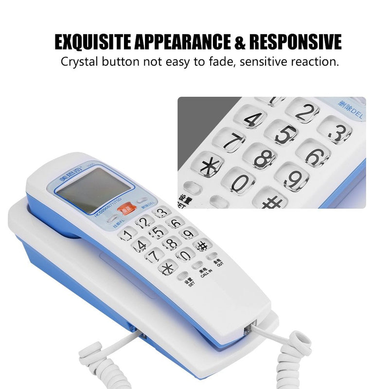 [Australia] - Trimline Corded Landline Phones with Caller ID & Backlit Dial, 30 Group Call Number Storage Inquiry, Crystal Big Button Fashion Extension Telephone for Home Office(White) White 