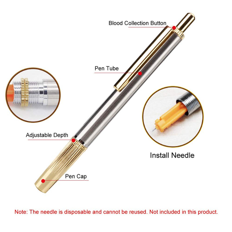 [Australia] - Automatic Blood Lancing Pen, Needle Sticking Automatic Rebound Service Life Adjustable Lancing Device Made of Stainless Steel for Blood Test 