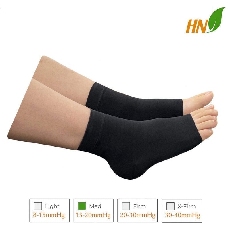 [Australia] - HealthyNees Ankle 15-20 mmHg Compression Leg Foot Swelling Wide Open Toe Sleeve (Black, L/XL) Black 