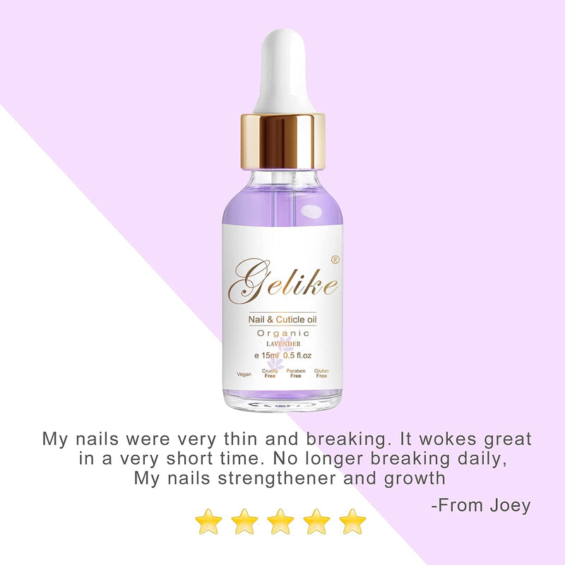 [Australia] - Gelike ec Organic Cuticle Nail Oil 15ml Vitamin B& E Essential Oil Moisturize with Convinient Dropper Design, Nail Cuticles Oils Treatment Damaged Dry for Nail Care Repair Growth-Lavender Scented 15 ml (Pack of 1) 