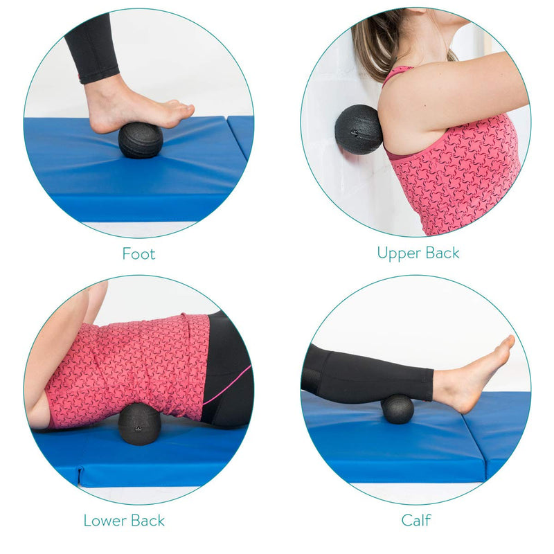 [Australia] - Navaris Fascia Massage Balls Set - 2 Different Sizes (8cm, 10cm) - Myofascial Deep Tissue Muscle Therapy for Back Legs Neck Foot Roller Trigger Points Red & Black 