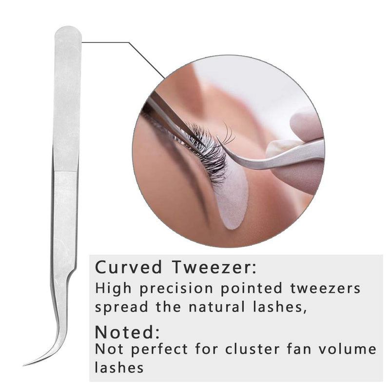 [Australia] - Eyelash Extension Tweezers 2 Pieces VETUS Straight Pointer and J Curved Tweezers for Eyelash Extensions Precision Lashing Tweezers Professional Tools for Isolation Classic Volume Lash Extensions 2 Count 