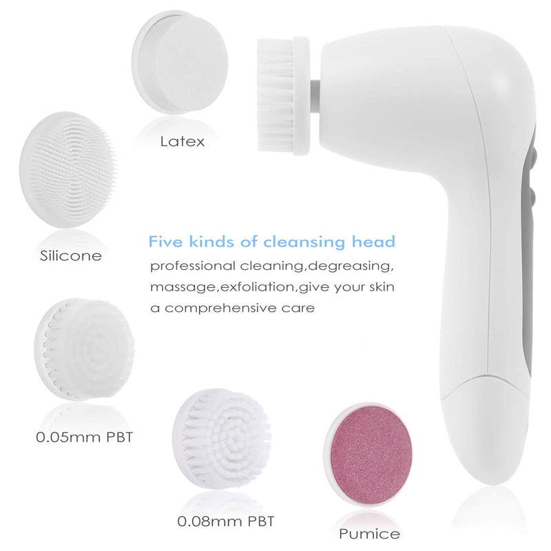 [Australia] - CLSEVXY Waterproof Facial Cleansing Brush with 5 Brush Heads for Deep Cleansing, Gentle Exfoliating and Help Get Rid of Acne 