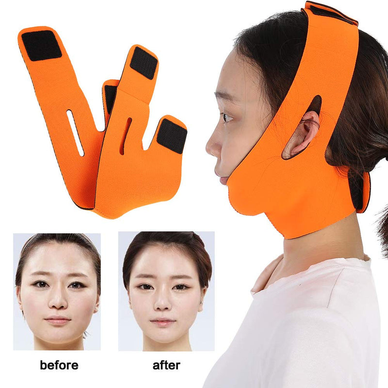 [Australia] - Face Lifting Slimming Belt Face Lifting Belt Bandage Face Slimming Strap Double Chin Reducer Facial Weight Loss Belt, Eliminates Sagging Skin Lifting Firming Anti Aging Face Corrector Orange 