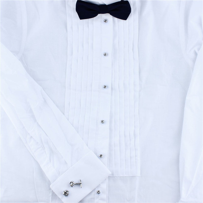 [Australia] - HAWSON Personalize Flower Knot Man Shirt Tuxedo Studs and Cufflinks Set Small Silver-2+6 Set 