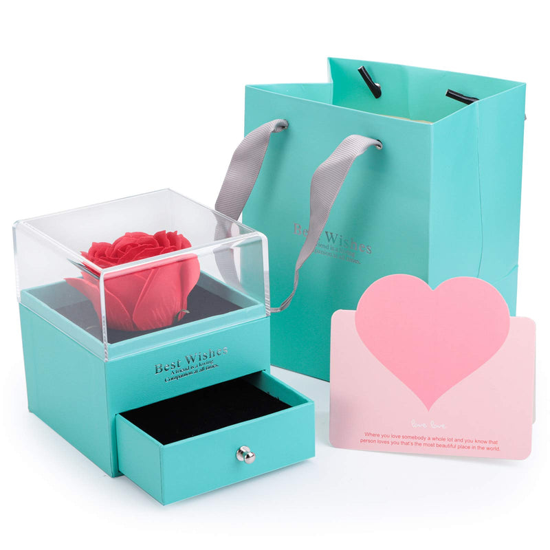[Australia] - WUWEOT 2 Pack Rose Jewelry Gift Box, Handmade Enchanted Rose with Greeting Card and Gift Bag for Women,Wife, Girlfriend on Valentine's Day, Birthday, Mother's Day (Jewelry Doesn't Include) 