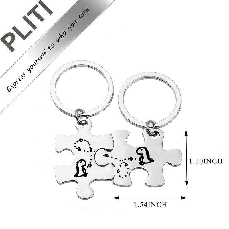 [Australia] - PLITI Dinosaur Couple Gifts Dinosaur Puzzle Keychain Set Dino Fans Gift Animal Lover Gift Funny Dinosaur Obsessed Gift Dino Geeky Nerdy Gift for Couple BFF dinosaur puzzle 2 