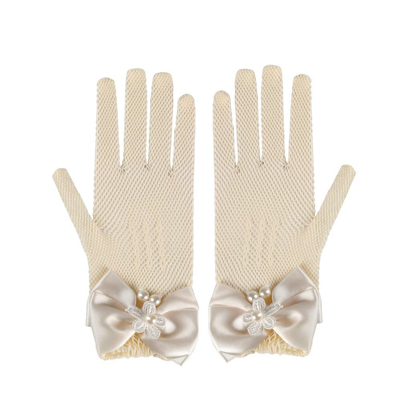 [Australia] - Xuhan Short Kids Size Flower Girls Princess Pageant Gloves for Children 0-ivory 
