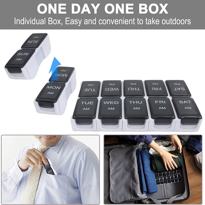 [Australia] - Weekly Pill Organizer 2 Times a Day, ZTMY Detachable Pill Box Pill Case Medicine Storage Box for Pills , Vitamins, Medication and Tablets 