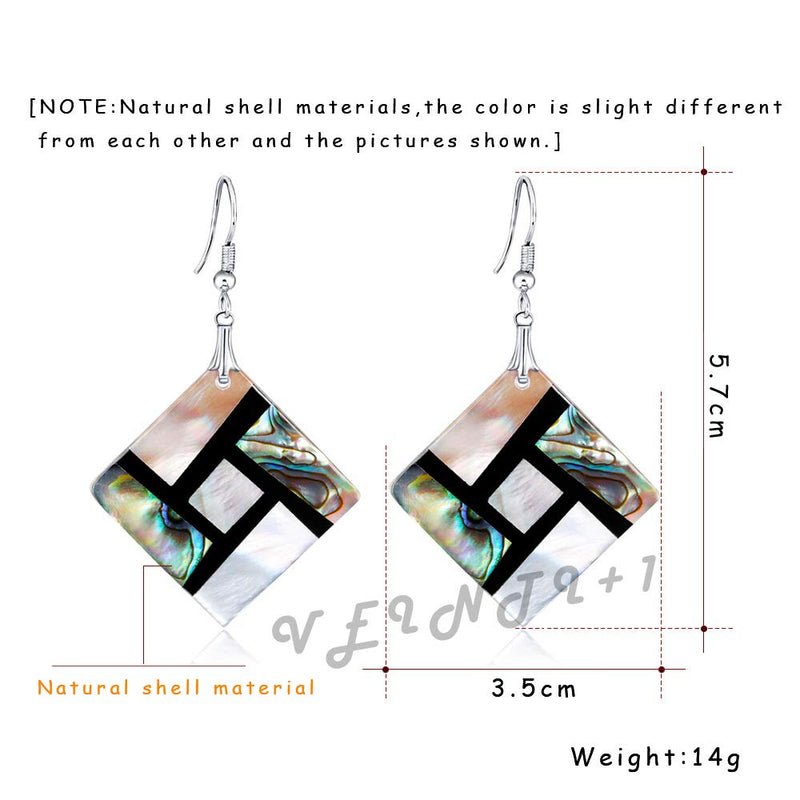 [Australia] - VEINTI+1 Creative Natural Abalone Shell Earrings Necklace Eye-Catcher Accessory Gift for Womens Jewelry Set 