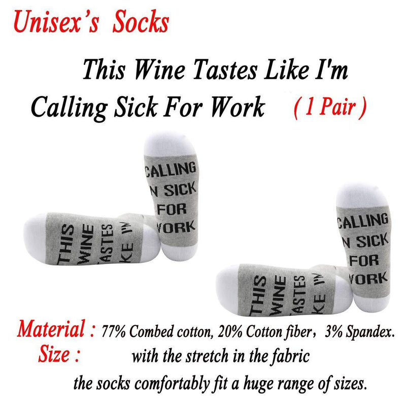 [Australia] - PYOUL 1 Pair Wine Socks Wine Lover Gift Drinking Gift This Wine Tastes Like I'm Calling Sick For Work Socks Wine Party Gift Calling Sick For Work 1 Pair 