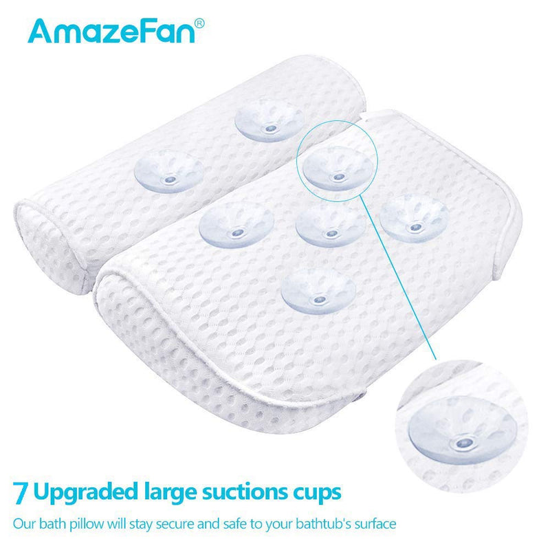 [Australia] - AmazeFan Bath Pillow, Bathtub Spa Pillow with 4D Air Mesh Technology and 7 Suction Cups, Helps Support Head, Back, Shoulder and Neck, Fits All Bathtub, Hot Tub and Home Spa 