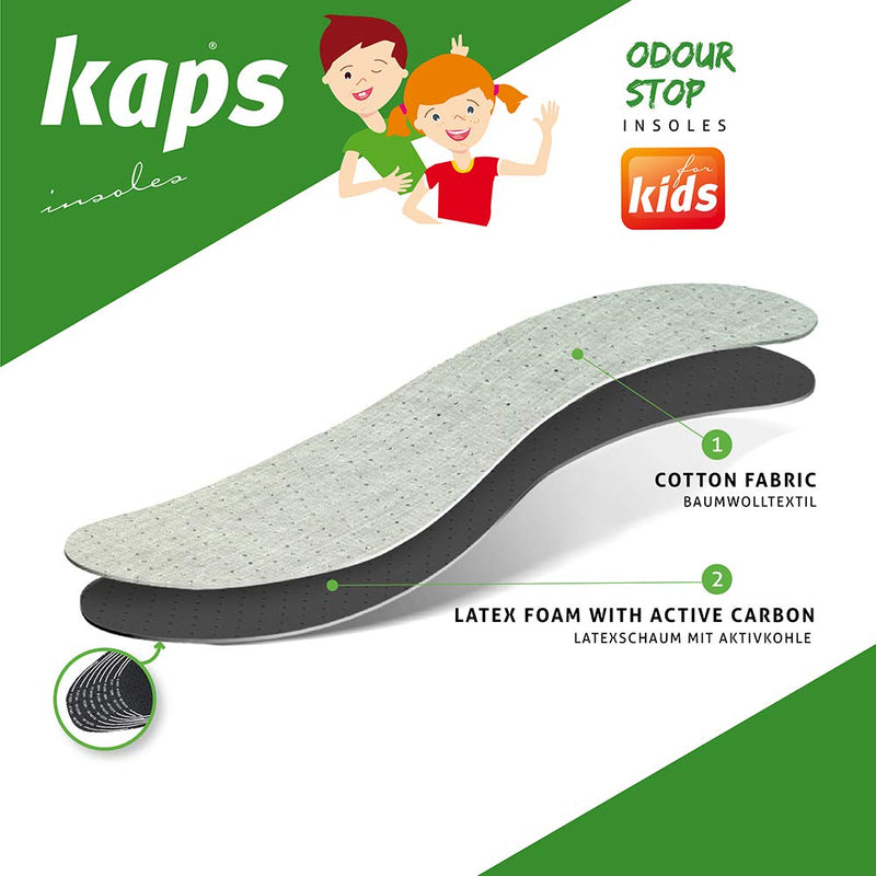 [Australia] - Best Shoe Insoles Inserts for Children | Bad Smell Odor-Eater Technology with Breathable Foam |Cut to Fit | Kaps Odour Stop Kids Made in Europe 