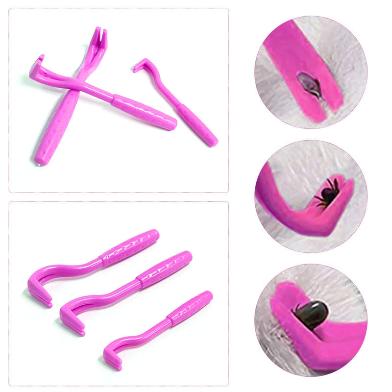 [Australia] - ZWZNBL 3 x Tick Remover, Cat and Dog Lice Remover, Tick Hook and Lice Tongs, Anti-Lice Accessories, Suitable for Removing Ticks and Fleas (Rose Red) Pink-red 