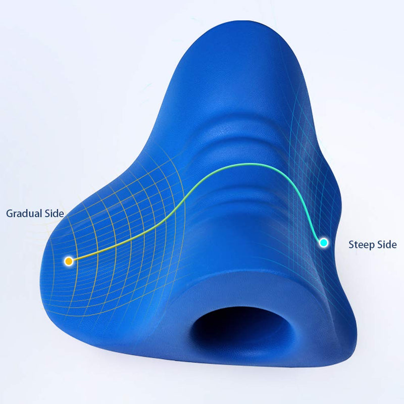 [Australia] - Neck and Shoulder Relaxer, Cervical Traction Device for TMJ Pain Relief and Cervical Spine Alignment, Chiropractic Pillow Neck Stretcher O-shape Navy Blue 8.6 X 8.3 X 5 Inch 