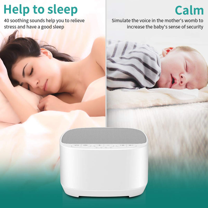 [Australia] - Magicteam Sleep Sound White Noise Machine with 40 Natural Soothing Sounds and Memory Function 32 Levels of Volume Powered by AC or USB and Sleep Timer Sound Therapy for Baby Kids Adults (White) 