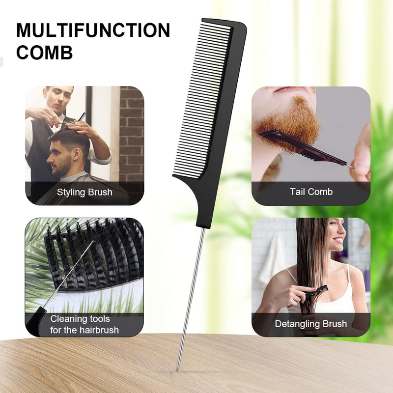 [Australia] - URAQT Hair Brush, 2 Pcs Boar Bristle Paddle Hairbrush with Tail Comb, Soft Massage Vent Brush for Men Women, Detangle Hair Brush for Long Thick Curly Hair, Reducing Hair Breakage (Black & White) Black & White 
