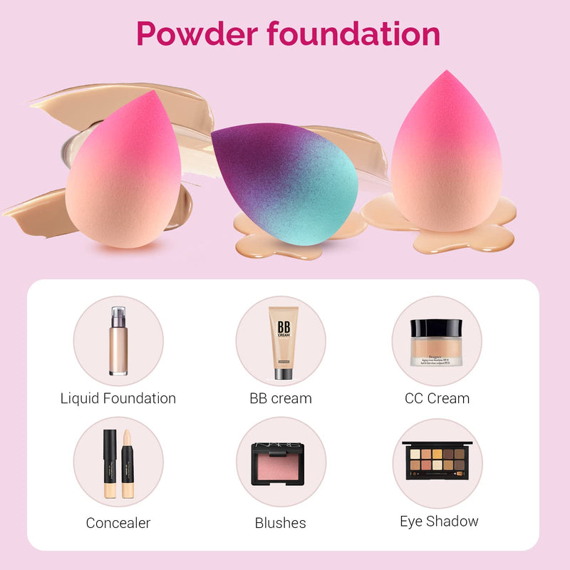 [Australia] - Makeup Sponge Blender DUAIU 3 pcs Gradient Beauty Blender Foundation Sponges Set Concealer Sponge Applicator Sponges 