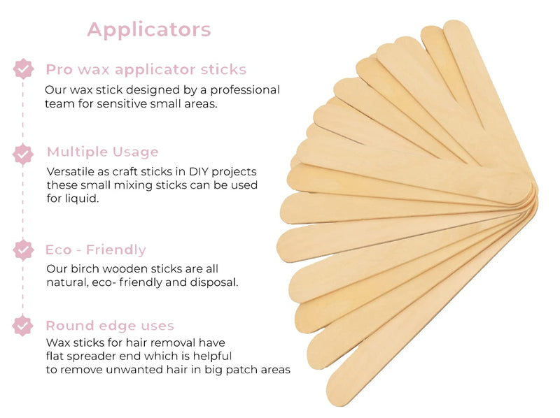 [Australia] - Mibly Wooden Wax Sticks - Eyebrow, Lip, Nose Small Waxing Applicator Sticks for Hair Removal and Smooth Skin - Spa and Home Usage (100 Large Wax Sticks) 100 Large Wax Sticks 