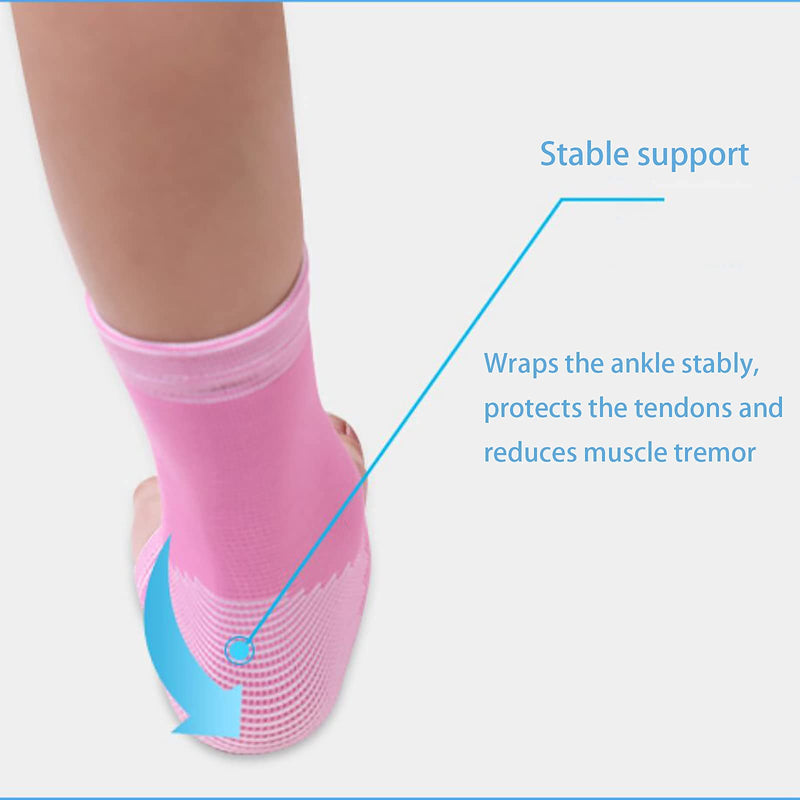 [Australia] - 1 Pair Kids Compression Sleeves Foot Arch Support,Kids Children Ankle Brace,Plantar Fasciitis Sock for sprained ankle or sports (Pink) Pink 