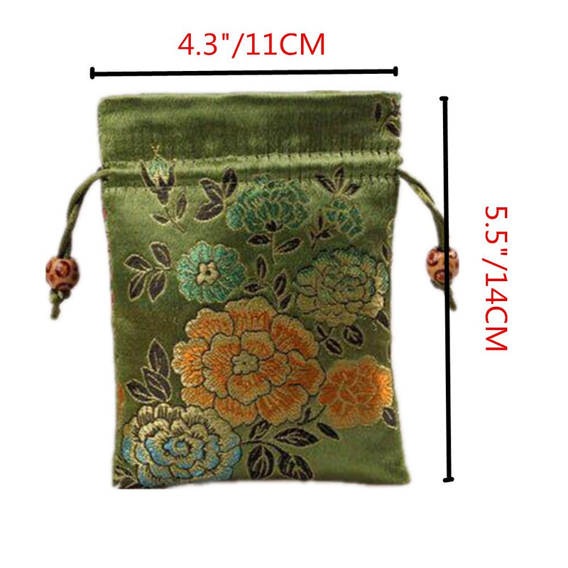 [Australia] - Lilith li 12Pcs/Set Silk Brocade Jewelry Pouch Double Layer Drawstring Coin Purse Gift Bag 