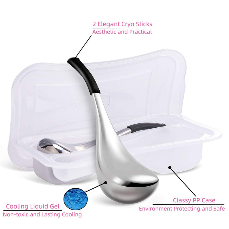 [Australia] - Ice Globes Facial Skin Care Tools for Women Face Eyes, Stainless Steel Face Beauty Cryo Sticks for Girls Ladies, Cooling Spa Globes with Storage Case 