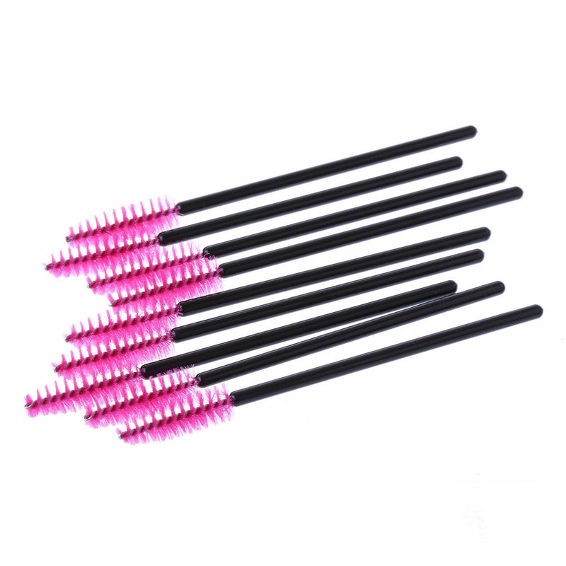 [Australia] - VizGiz 100 Pack Disposable Eyelash Brush Wands Mascara Brushes Eye Lashes Extension Makeup Kits Spoolies Applicator Tool Set One-Off Cosmetic Beauty Eyebrow ( Rose Pink ) 