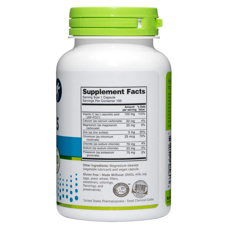 [Australia] - NutriBiotic Essential Electrolytes, 100 Ct Capsules | Supports Increased Performance & Faster Recovery | Pharmaceutical Grade Vitamin C with Electrolytes for Rehydration | Vegan, Gluten-Free & Non-GMO 