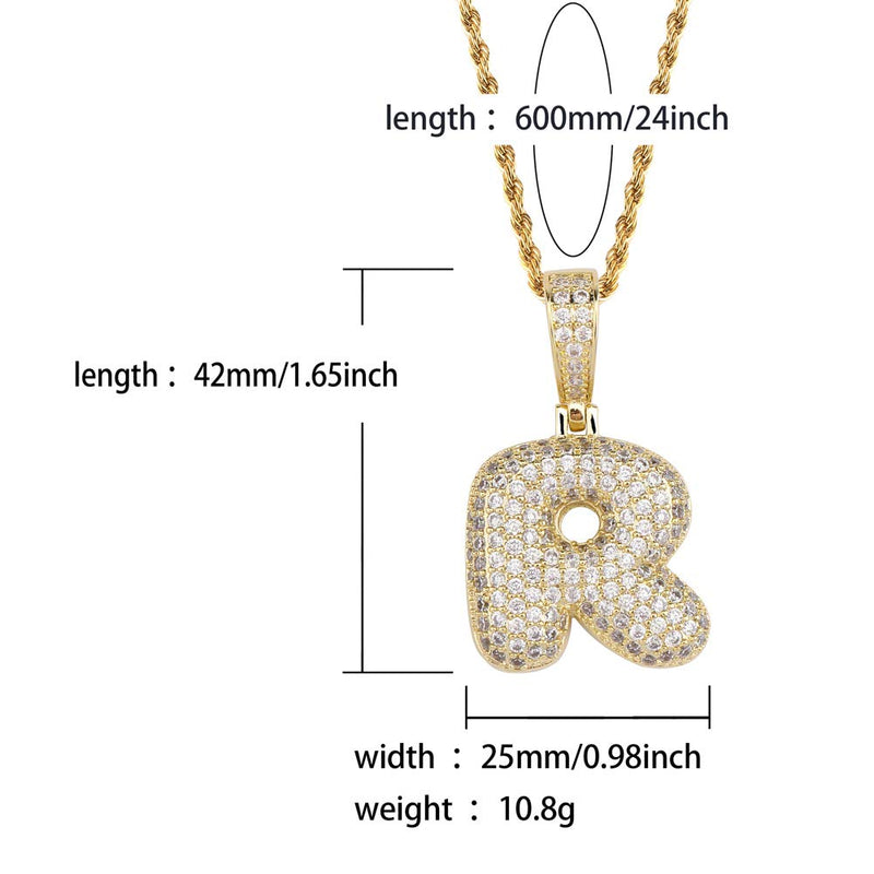 [Australia] - HECHUANG Gold Name Chain Necklace Personalized Initial Letter Necklace Women Men Gold Stainless Steel Rope Chain R Gold 24.0 Inches 