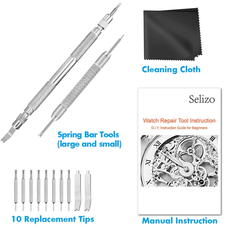 [Australia] - Selizo Spring Bar Tool Watch Link Remover Tool Kit with Instruction Manual Watch Band Tool Link Pin Removal for Watch Repair Band Adjustment Replacement Sizing 