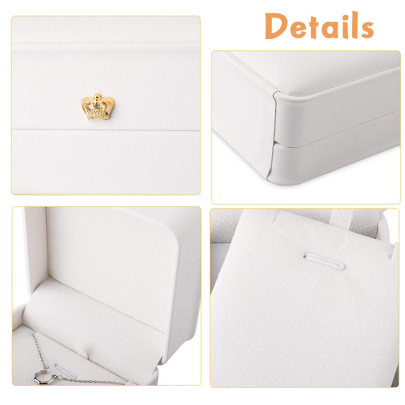 [Australia] - iSuperb 2 Pcs Necklace Pendant Box Velvet Interior Bracelet Jewelry Gift Box Chain Necklace Display Storage Case for Christmas Engagement Proposal 2pcs White Large Pendant Box 