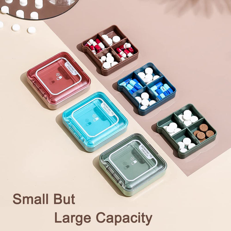 [Australia] - Small Pill Box, BPA Free Pill Case with 4 Large Compartmensts to Hold Vitamins, Moistureproof Portable Pill Box Organiser for Travel (Light Green) Light Green 