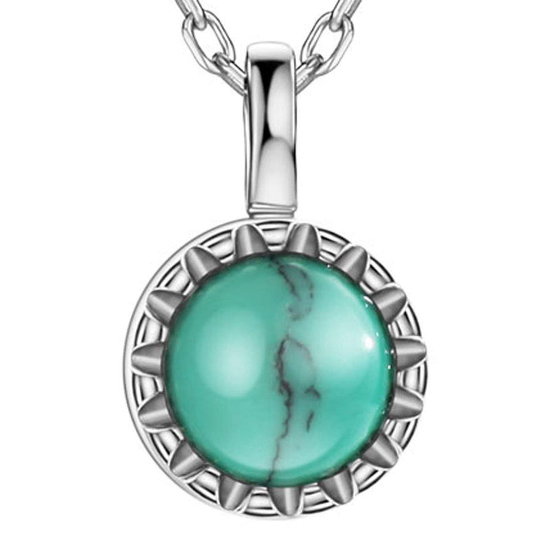 [Australia] - michooyel S925 Sterling Silver Dainty Turquoise/Opal Pendant Necklace Petite Birthstone Layering Necklace for Women Girls 