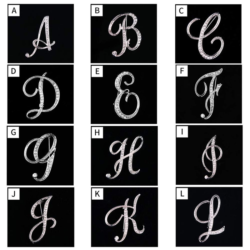 [Australia] - ETHOON 2 Pcs Letter Brooch Pins Initial Rhinestone Silver Gold Plated Brooch for Women Girls Crafts A-Z 2G 