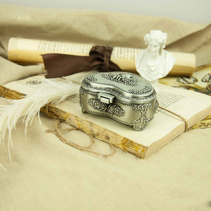 [Australia] - TBWHL Mini Jewelry Box Rose Ring Jewelry Holder Heart Shaped Gift Box Vintage Decor for Girls Women Heart-Shaped 