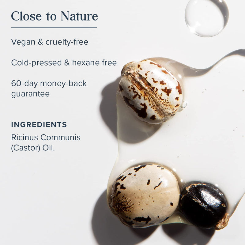 [Australia] - HERITAGE STORE Palma Christi Castor Oil | Hair & Skin Moisturizer, Eyebrow Thickener | Cold Pressed, Hexane & Fragrance Free | 8 oz Single 
