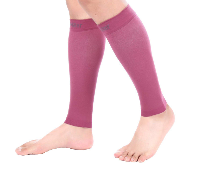[Australia] - Doc Miller Calf Compression Sleeve Men and Women - 15-20mmHg Shin Splint Compression Sleeve Recover Varicose Veins, Torn Calf and Pain Relief - 1 Pair Calf Sleeves Maroon Color - Medium Size 