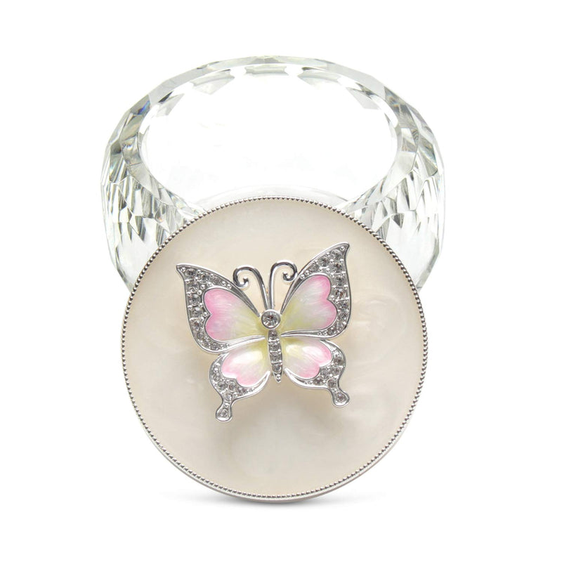 [Australia] - Lasody Butterfly Jewelry Storage Box for Rings Earrings Necklace Treasure Chest Organizer Jewelry Keepsake Gift Box Case for Girl Women (Butterfly w/Big Crystal box, Silver Plate) L Butterfly ( Big Crystal box) 