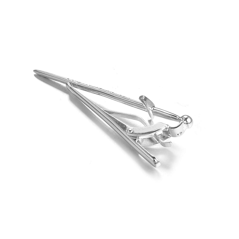 [Australia] - Yoursfs Silver Tie Bar Set Mens Special Shape Alloy Skinny Tie Clips Pins Texture Tie Clips 