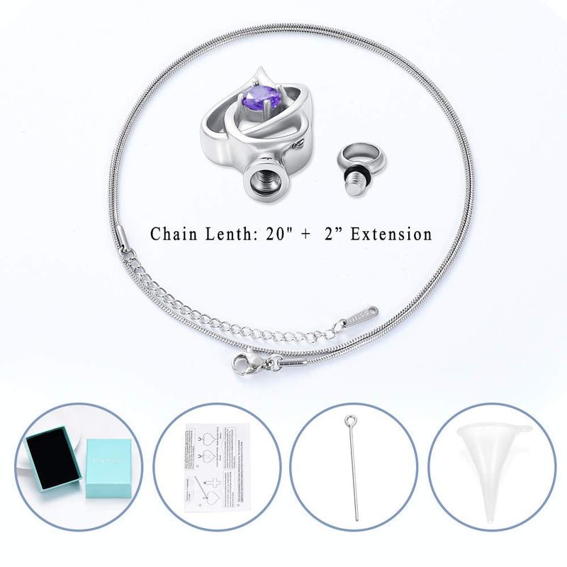 [Australia] - zeqingjw Infinity Heart Cremation Jewelry for Ashes Pendants Stainless Steel Inlay Crystal Memorial Urn Necklace Keepsake Jewelry Purple 