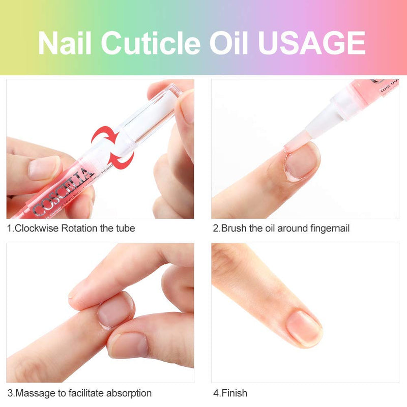 [Australia] - 8Pcs Nail Cuticle Oil Pen Cuticle Revitalizer Oil Pen for Nails with Soft Brush Cuticle Oil Bulk Softener Moist Gel Nail Treatment Nourishment Fruity Smell 