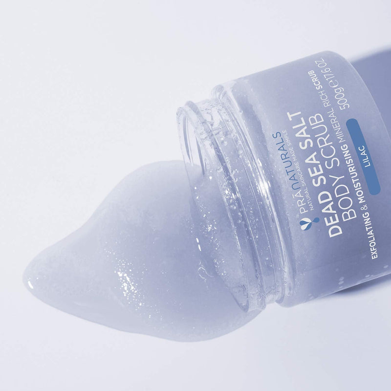 [Australia] - PraNaturals Dead Sea Salt & Lilac Body Scrub 500G ‚Äì Hydrating & Moisturising, For soft & nourished skin, Delicate floral fragrance, Rich in natural oils & minerals, No Parabens, Vegan & Cruelty Free 